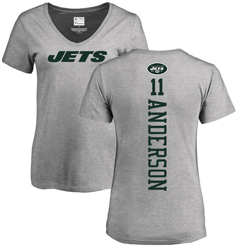 New York Jets Ash Women Robby Anderson Backer NFL Football #11 T Shirt->women nfl jersey->Women Jersey